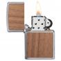 Zippo Walnut Emblem Brushed Chrome Lighter